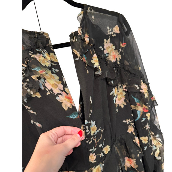 Zimmermann 1/ US 6 Maples SILK $995 Feathery Jumpsuit Wide Leg Maxi Dress Black - Picture 8 of 16